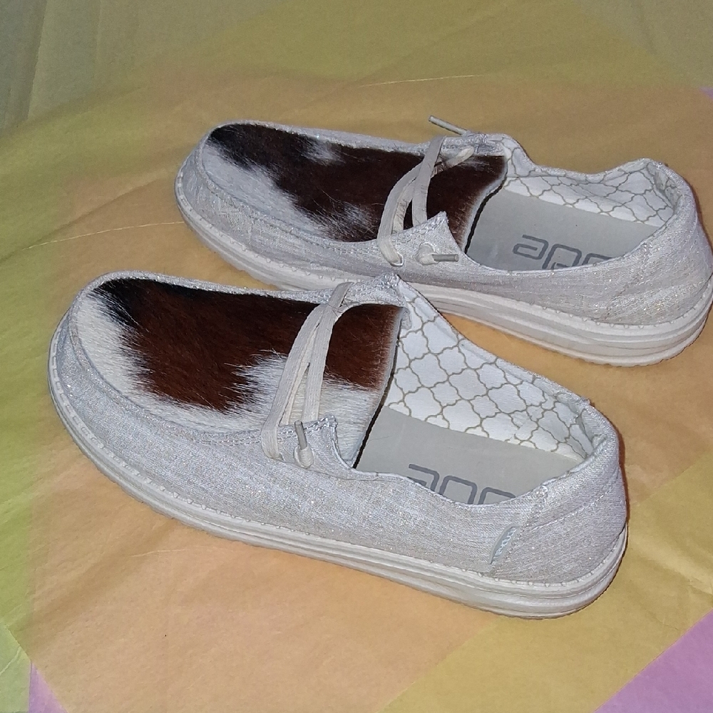Hey Dude Custom Cow Loafers Size 10